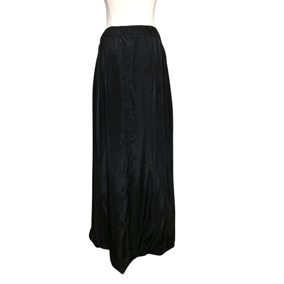 Planet by Lauren G Black Washable Silk Bubble Maxi Asymmetrical Skirt Size Large - Picture 4 of 8